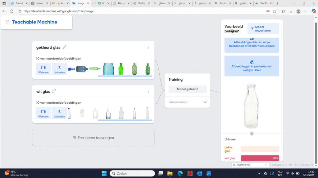 Stap 8 van het trainen van ons AI model (witte fles)