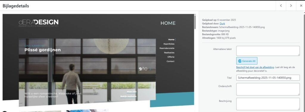 afbeelding van site deradesign en bewerktabblad van WordPress