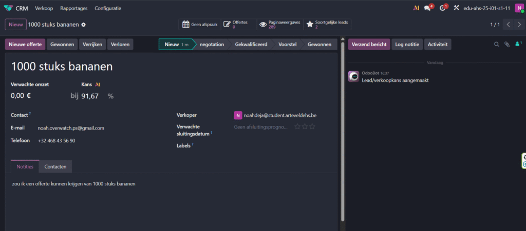 Odoo sales automatic overview