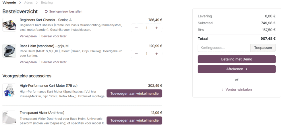voorbeeld cross sellingwinkelmandje